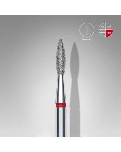 Диамантен накрайник за ел. пила EC  ''Пламък"  червен връх 1.0mm диаметър на накрайник 2.1mm  работна част 8.0mm